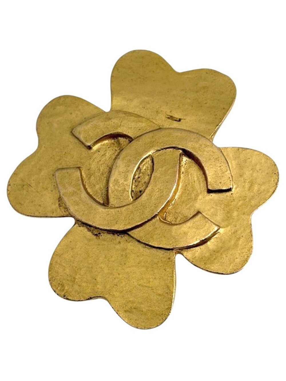 Chanel Brooch CC Logo Clover Gold Plated
